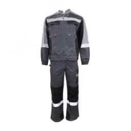Костюм мужской (комплект) ФОРМУЛА КОТТОН ФБ1 куртка, брюки, Цвет: т/серый, св-серый и черный (44-46) 88-92/182-188
