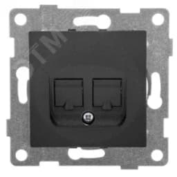 Розетка компьютерная и телефонная RJ45, RJ12 Bravo, механизм, графит