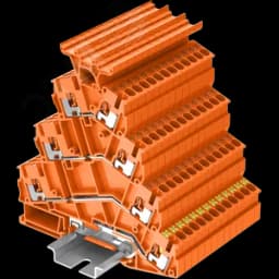 Клемма TP 4-уровневая, угловая с держателем маркировки, с земля, Push-in, сечение 2,5 мм. кв., оранжевая