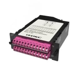 Кассета претерминированная 24ОВ 50/125 OM4. 2хMTP(12)f/12хLC Dupleх (с интегрированными шторками). 1 HU