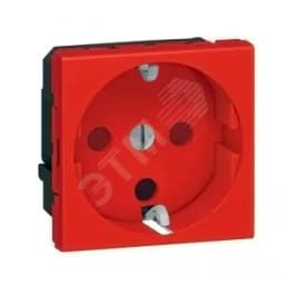 Mosaic Розетка с заземлением с блокировкой красная на 2 модуля