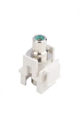 Вставка формата Keystone Jack с проходным адаптером RCA (зеленый) Hyperline KJ1-RCA/GN-D-WH