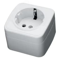 Розетка накладная одноместная с/з, пластик АВS, 250В, 16А, IP20, белая, STEKKER