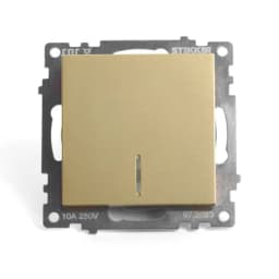 Выключатель 1клавишный c индикатором механизм STEKKER GLS10710108 250В 10А серия Катрин золото 49215