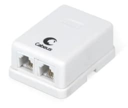 Розетка телефонная RJ-12(6P4C), двойная, внешняя, белая Cabeus WS-6P4C-TEL-2