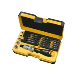 Набор бит SL/PH/PZ/Tx/HEX и головок с поворотной трещоткой Ergonic K в кейсе, 22 шт Felo