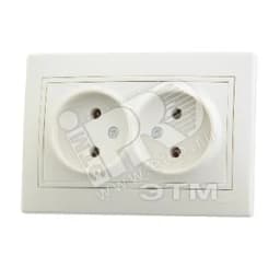 MIRA Розетка двойная без заземления бежевая