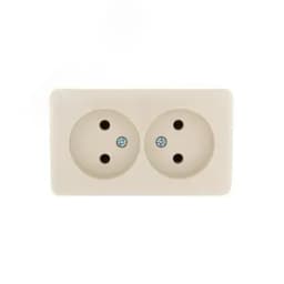 VIOLA Розетка двойная б/з закрытый корпус керамика крем (12шт/144шт)