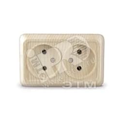 Розетка Олимп двойная без заземления сосна