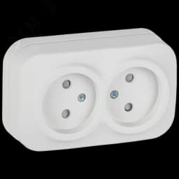 GLORY Розетка 2-местная для открытой установки без заземления с защитными шторками 10А РСш22-2-ХБм белый матовый IEK