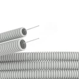 Труба ПВХ гибкая гофрированная д.25мм сверхтяжелая с протяжкой 50м серая DKC