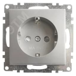 Розетка 1-местная с защитной шторкой с/з (механизм), 250В, 16А, серия Катрин, серебро