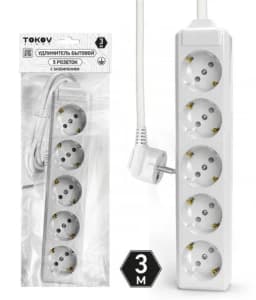 Удлинитель 5х3м с заземл. 10А 3х1.5 TOKOV LIGHT TKL-C01-BU5-3-1.5-Z