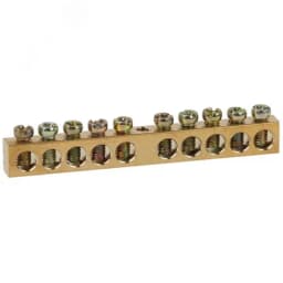 Шина NO-122-15 PEN земля-ноль 6х9мм 10/1 латунная с креплениями по центру