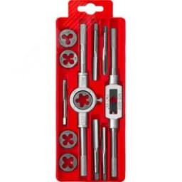 Набор метчиков и плашек в пластиковом боксе, сталь 9ХС 12 предметов