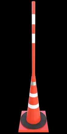 Конус дорожный - КС-3.6 - 750 мм. мягкий, комбинированный , квадратное основание, 1 светоотр., 2 белые полосы)