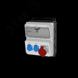 Комбинация розеток , Вход М32, клеммы, УЗО 4P/40A/30mA, 1xCEE32A5p, 2xSchuko16A, IP44. 00-00033737 AlpenBox