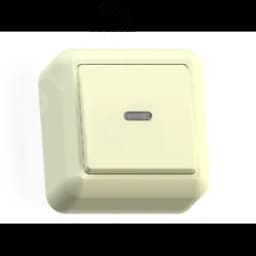 ОПТИМА Выключатель открытой установки одноклавишный со светоиндикацией, 10А А110-386, слоновая кость