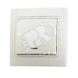 Выключатель одноклавишный, с подсветкой, бежевый, с бежевой вставкой Lezard