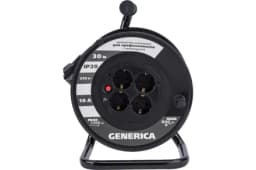 Удлинитель на катушке 4х30м 10А IP20 УК30 2P+PE 3х1 термозащита GENERICA WKP10-10-04-30-G