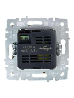Розетка BRITE USB A+A 3.1А РЮ10-1-БрА механизм алюм. IEK BR-U21-D31-K47