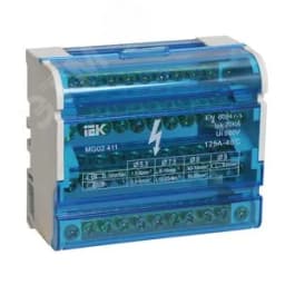 Шина на DIN-рейку в корпусе (кросс-модуль) 3L+PEN 4х11 YND10-4-11-125 IEK