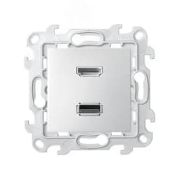 Розетка HDMI v1.4 + USB 2.0 для передачи данных цвета алюминий S24 Harmonie