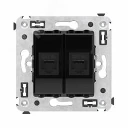 Avanti Компьютерная розетка RJ-45 без шторки в стену, кат.6А двойная, Черный квадрат