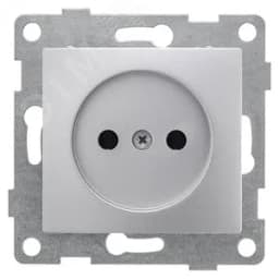 Розетка однопостовая Bravo б/з с з/ш, механизм, 16А, 250В, серебро GUSI Electric