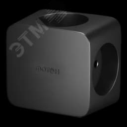 Разветвитель электрический (четверник, куб) АМ 16-4, 16А, черный Росэл