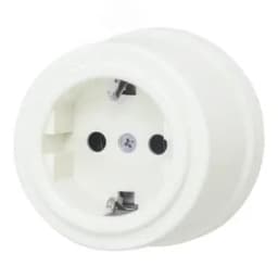 Розетка с З.К., пластик, цвет Слоновая кость