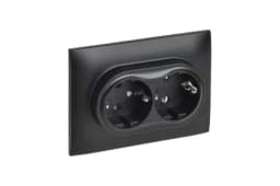 Розетка 2-м SKANDY 16А с заземл. без защ. шторок в сборе SK-R08Bl черн. IEK SK-R21-16-K02-F