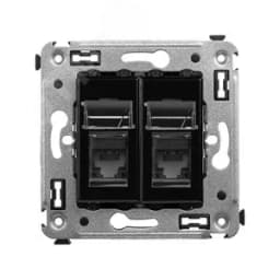 Avanti Розетка RJ-45 в стену, кат.6 двойная, "Черный квадрат"