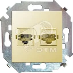 15 Розетка телефонная + компьютерная RJ11+RJ45 категория 5е слоновая кость