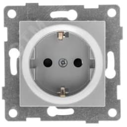 Розетка однопостовая Ugra с/з с з/ш, механизм, 16А, 250В, серебро