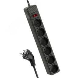 Сетевой фильтр 1,8м 6 гнезд, пвс 3х1мм2, черный, с заземлением, индикатор сети, КОСМОС