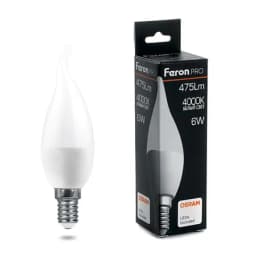 Лампа светодиодная FeronPRO LB1306 Свеча E14 6W 4000K OSRAM LED 38048