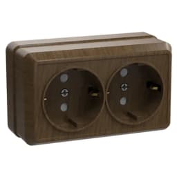 Розетка 2-м ОП Октава РС22-3-ОД 16А IP20 с заземл. дуб IEK ERO21-K04-16-DC