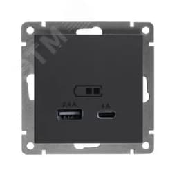 Розетка USB Афина A+С 2.4/4А, механизм с/у, графит (еврослот)