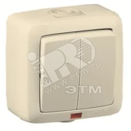 Переключатель одноклавишный наружный с индикацией слоновая кость 16А