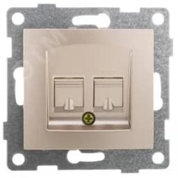 Розетка компьютерная и телефонная RJ45, RJ12 Bravo, механизм, шампань С10КТ-027 GUSI Electric