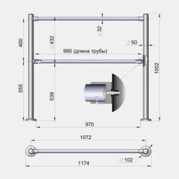 Комплект ограждения 3V 1 м (без вертикальных стоек) ТриВиТех