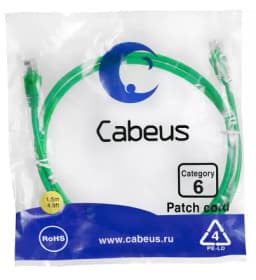 Патч-корд Cabeus PC-UTP-RJ45-Cat.6-1.5m-GN (U/UTP, CAT.6, PVC, 1.5 м, зеленый) (8685c)