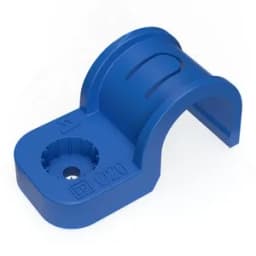 Крепеж-скоба пластиковая односторонняя для прямого монтажа атмосферостойкая синяя в п/э d20 мм (50шт/600шт уп/кор) Промрукав