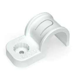 Крепеж-скоба пластиковая односторонняя для прямого монтажа атмосферостойкая белая в п/э d20 мм (50шт/600шт уп/кор) Промрукав