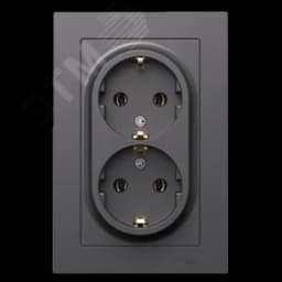 ATLASDESIGN РОЗЕТКА двойная с заземлением, 16А, в сборе, БАЗАЛЬТ