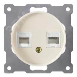 Розетка двойная компьютерная RJ45 кат.5e, цвет бежевый (серия Florence) 2172795 ССТ