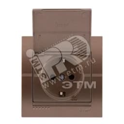 DERIY Розетка с/з с крышкой ПБТ светло-коричневая металлик