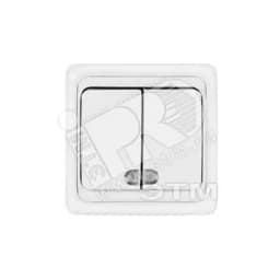 Валери Выключатель двухклавишный с подсветкой белый скрытый В0123 Универсал