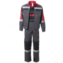 Костюм ФОРМУЛА с СОП летний куртка ткань, полукомбинезон, темно-серый с красной и черной отделкой 48-50 96-100,170-176